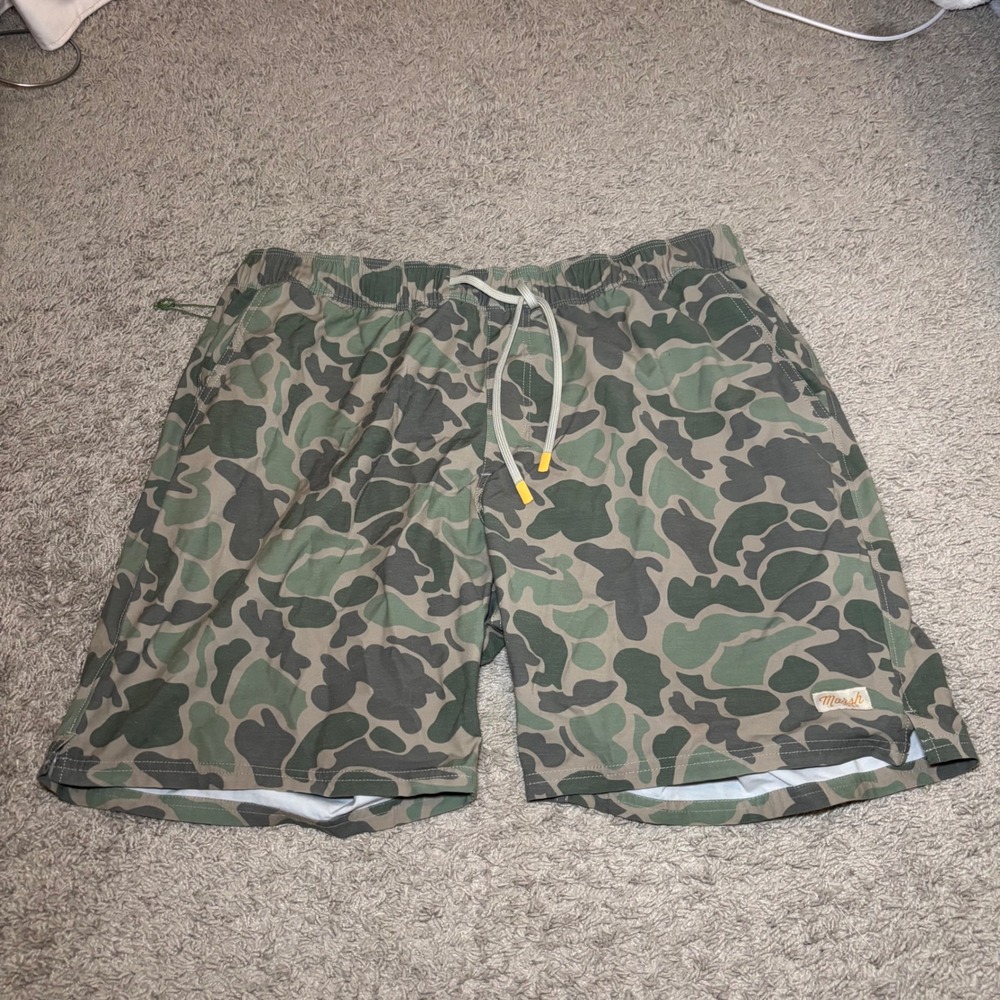 Marsh Wear Mens XXL Duck Camo Performance Shorts Green Elastic Waist Quick Dry